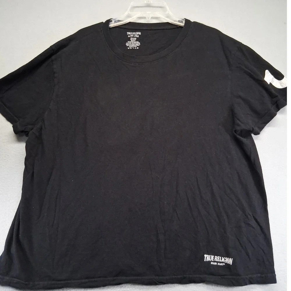 True‎ Religion T-Shirt Extra Large Black Cotton Short Sleeve Horseshoe Logo XL